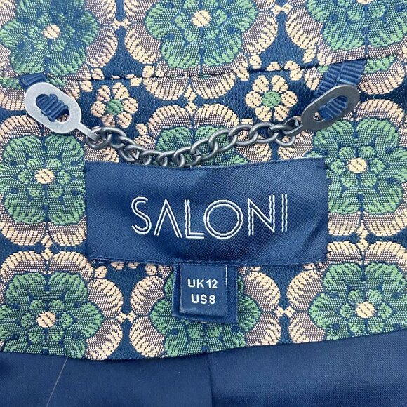 Saloni Maxima Brocade Jacket Turquoise Floral US 8 (No Belt) - Picture 7 of 15